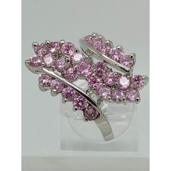 3.80CT Vintage Gold Plated Pink Sim Diamond CZ Cocktail Statement Ring Size 7.5 - Picture 5 of 10
